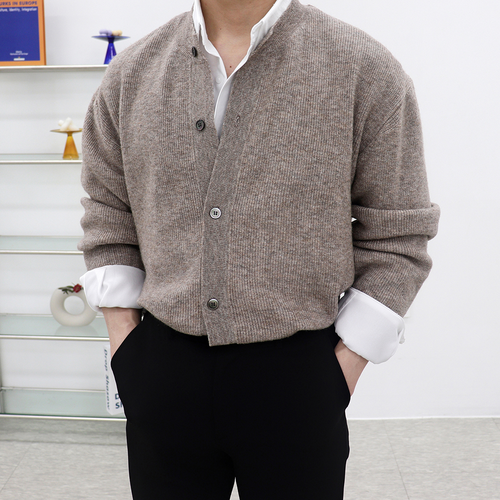 남자라운드넥가디건 남성캐시미어가디건 남자오버핏카디건 이미지 6
