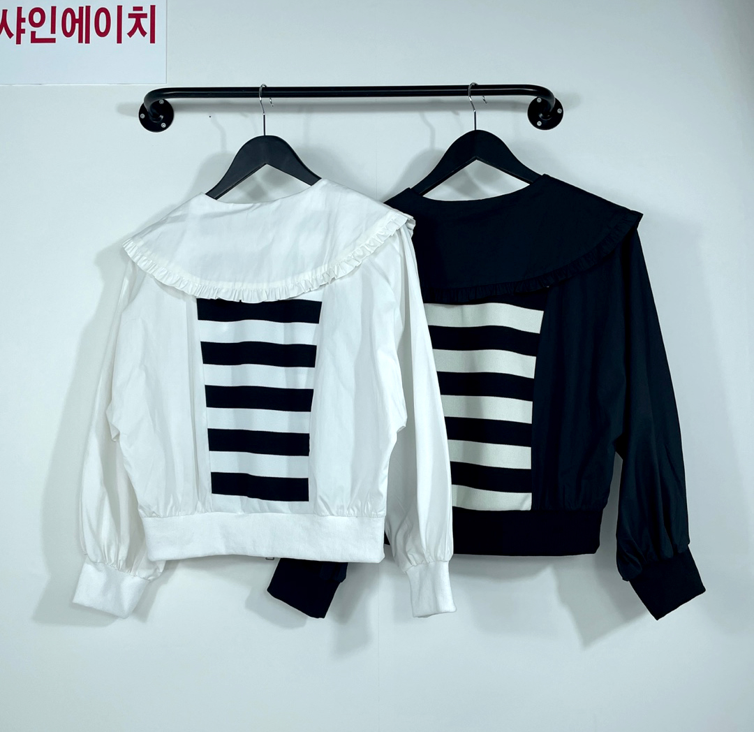여자여자몰 빅세라카 스트라이프 지퍼 코튼 봄점퍼 가벼운 숏점퍼 면스커트코디 이미지 8