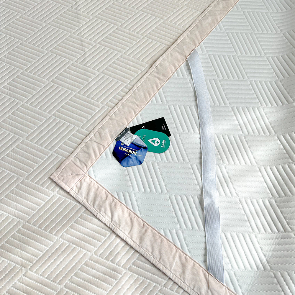 쿠에뜨 냉감패드 듀라론 휴비스 SS 고정밴드 아쿠아 여름침대패드