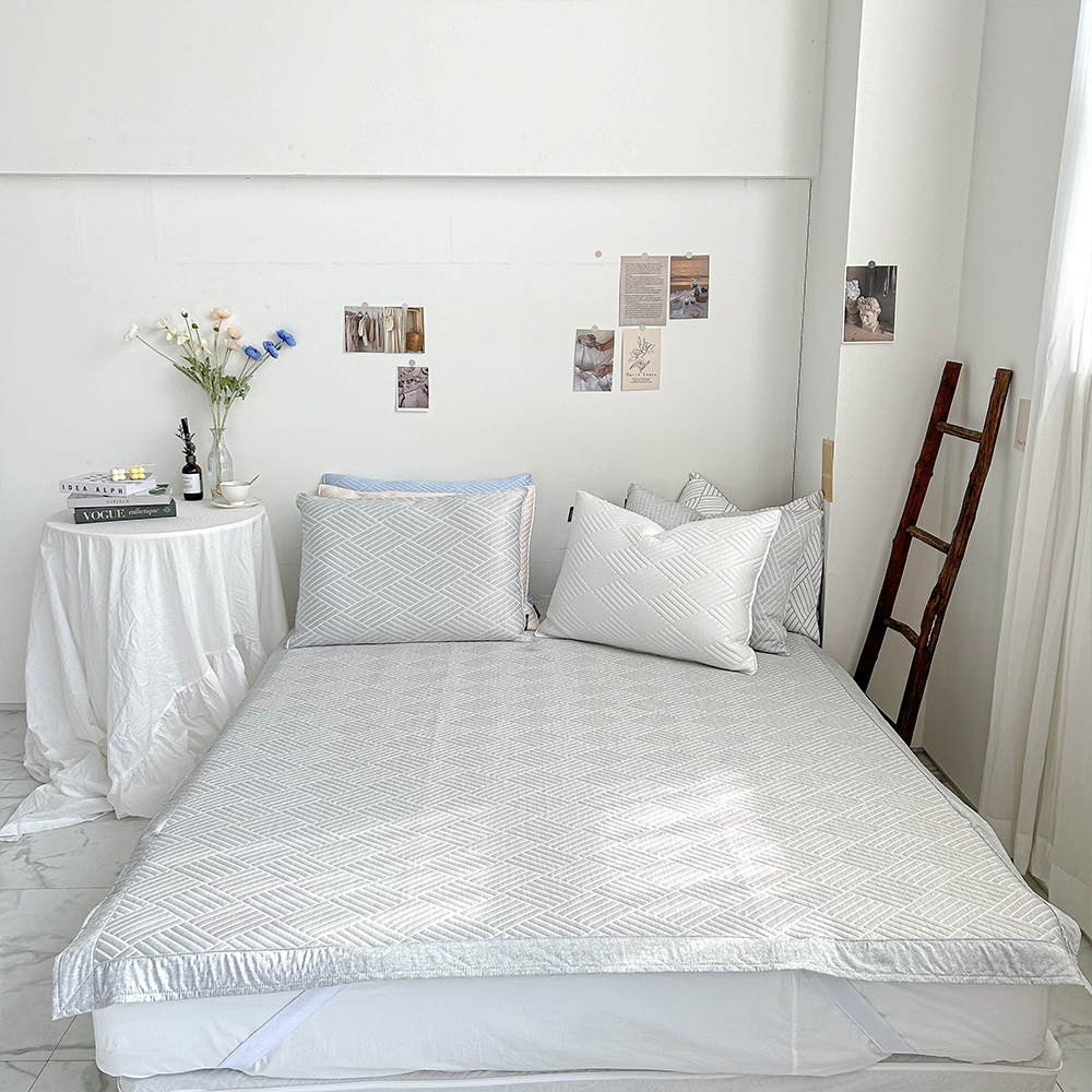 쿠에뜨 냉감패드 듀라론 휴비스 SS 고정밴드 아쿠아 여름침대패드