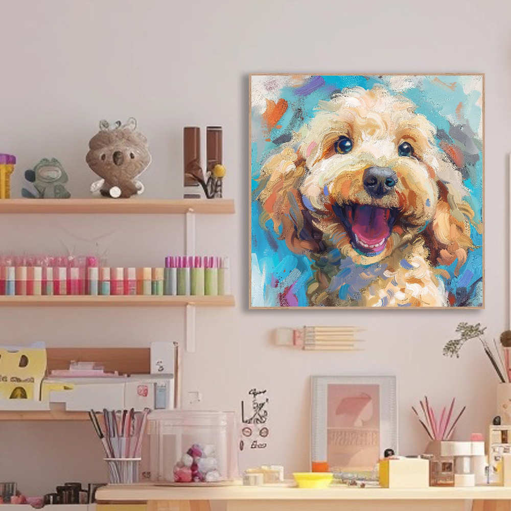 행복한포메 45cm x 45cm 무광오크 알루미늄액자 반려견 - 상세 이미지 3