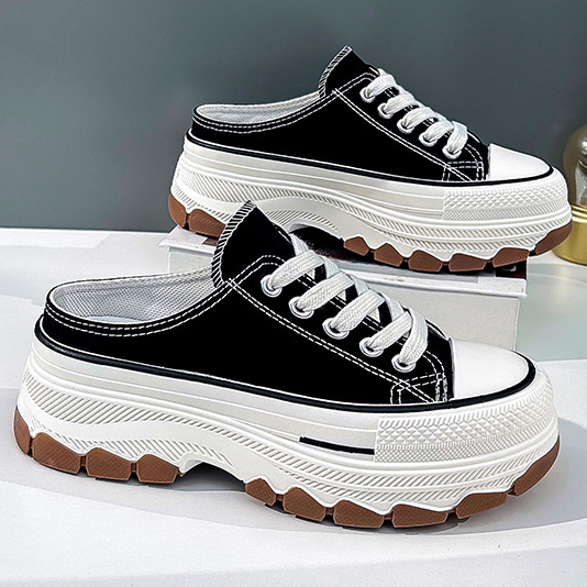 여성 통굽 뮬 스니커즈 (키높이 캔버스화 5CM)