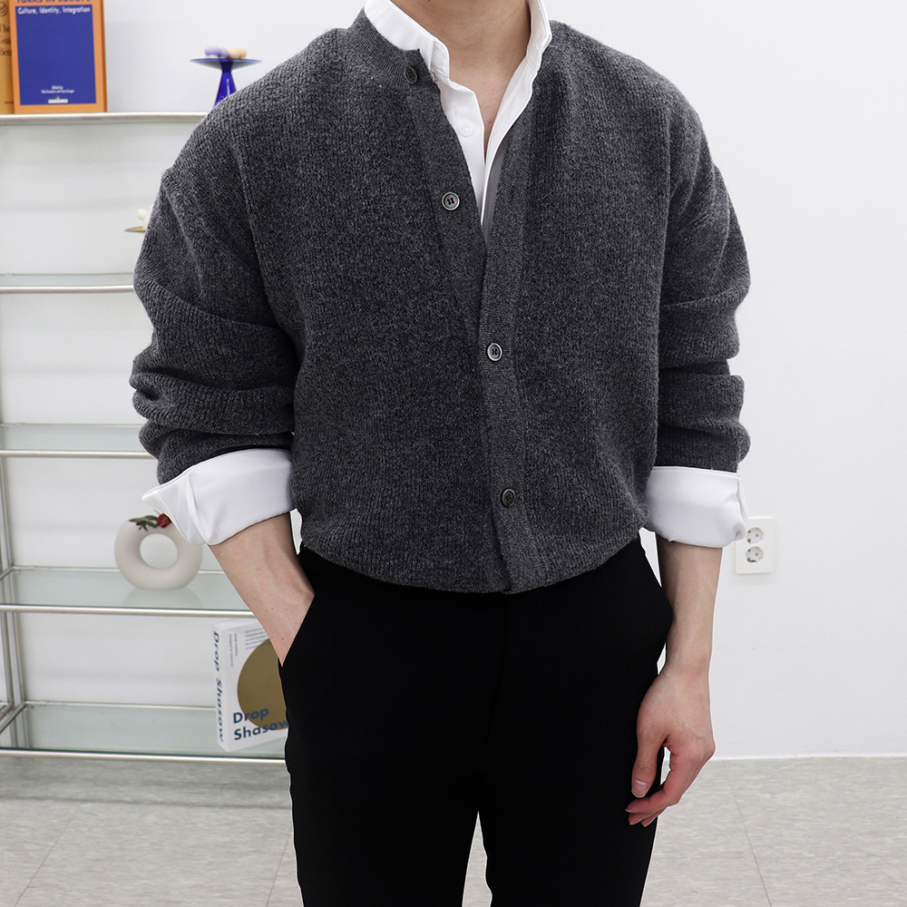 남자라운드넥가디건 남성캐시미어가디건 남자오버핏카디건 이미지 7