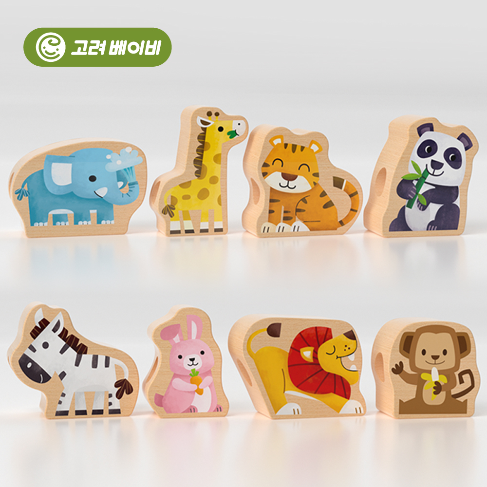 고려베이비 동물 실꿰기 놀이 소근육 발달 두돌 아기 유아 장난감 구슬꿰기 원목 교구 - 상세 이미지 2