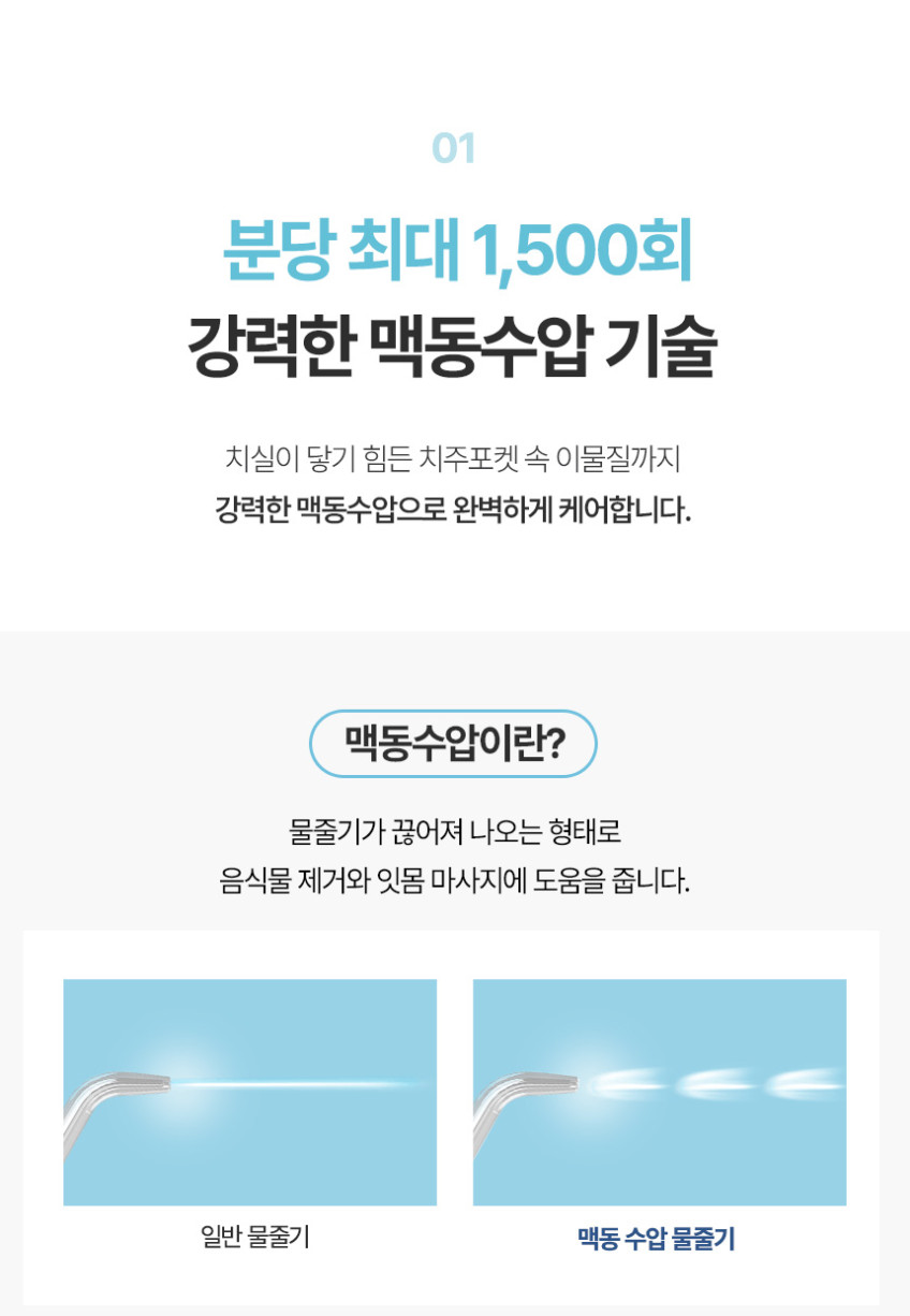알로코리아 덴픽션 휴대용 무선 프리미엄 구강세정기 AWF1R 물치실 치아 치간 세척기 판매처 상세 정보 이미지 4