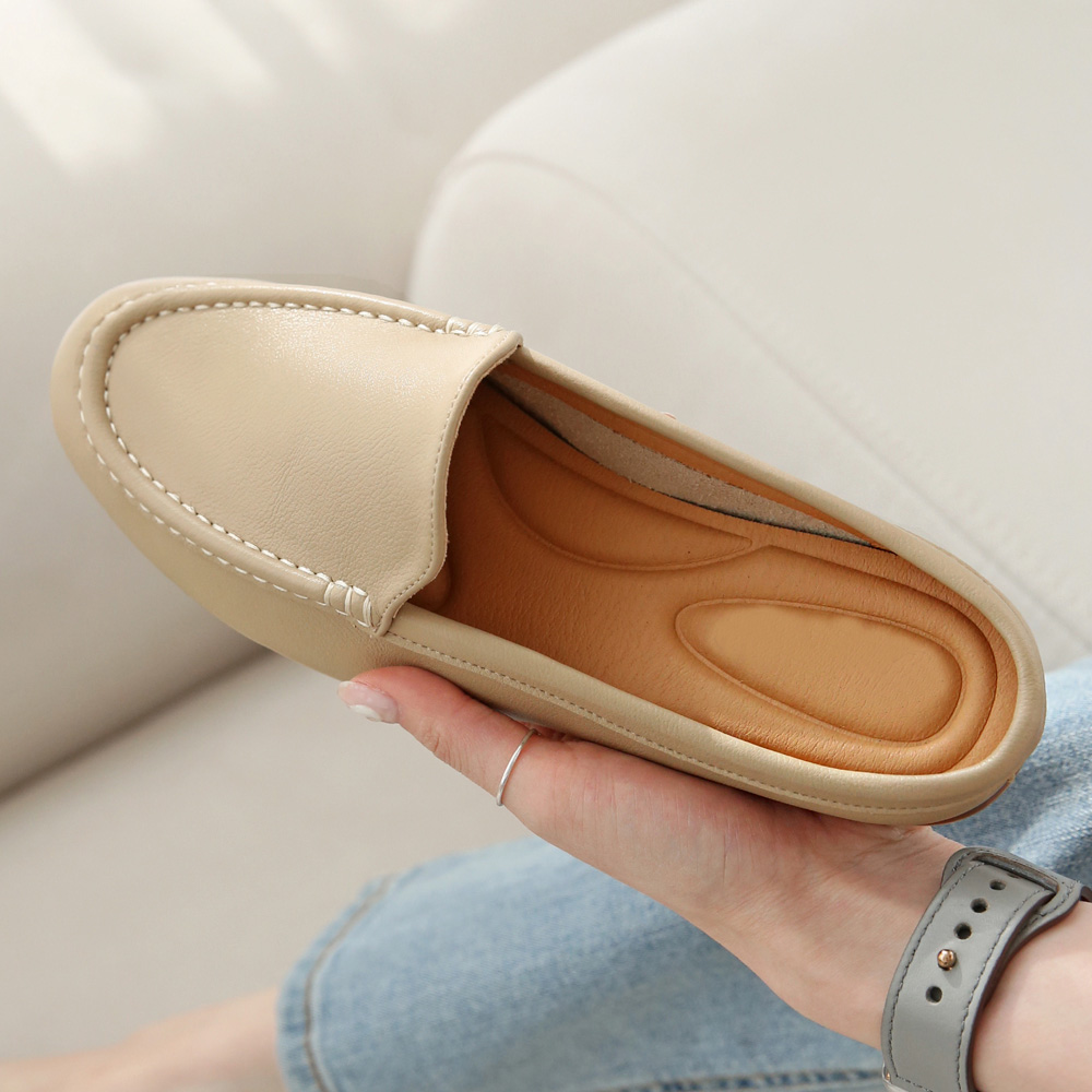 천연소가죽 발편한 여성블로퍼 뮬슬리퍼