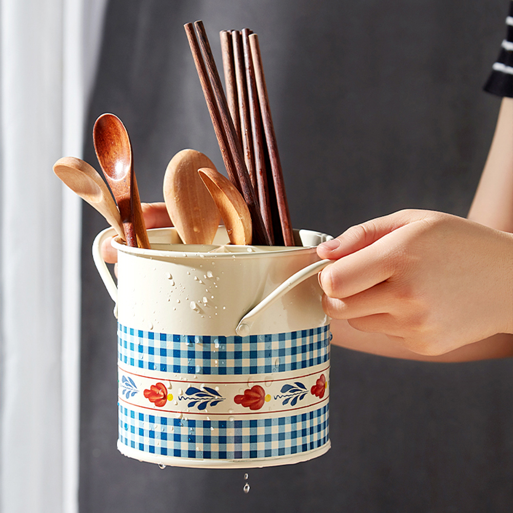 레트로 스텐수저통 물빠짐 수저정리함 조리도구 꽂이 숟가락통 보관함 젓가락