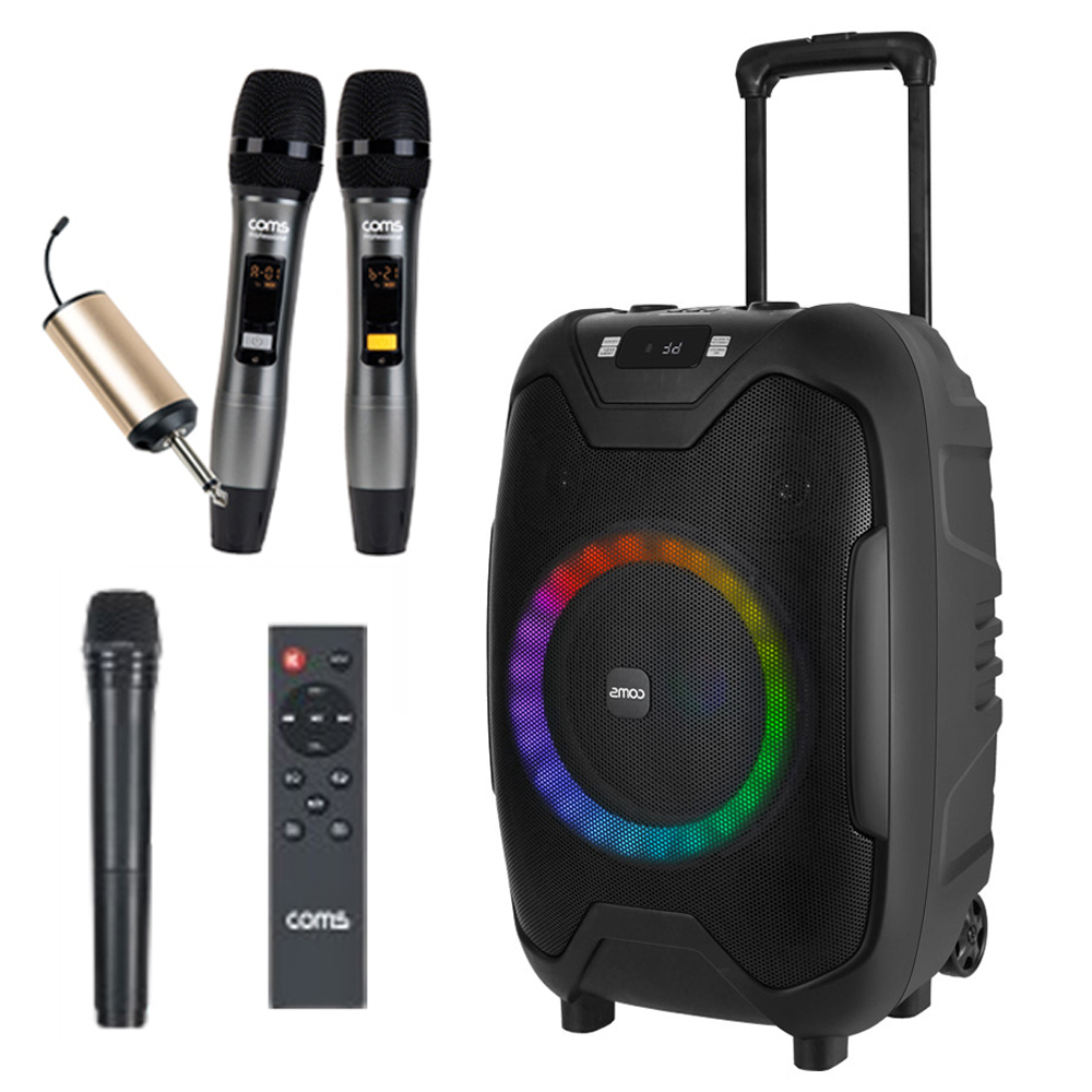 포터블 앰프 무선 블루투스 스피커+무선마이크+UHF마이크 2개 세트 KY500SWM2