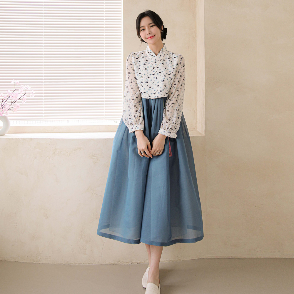 민한복 멜로디 생활한복 드레스 원피스 일상 퓨전 철릭 허리치마 개량 여성 신부