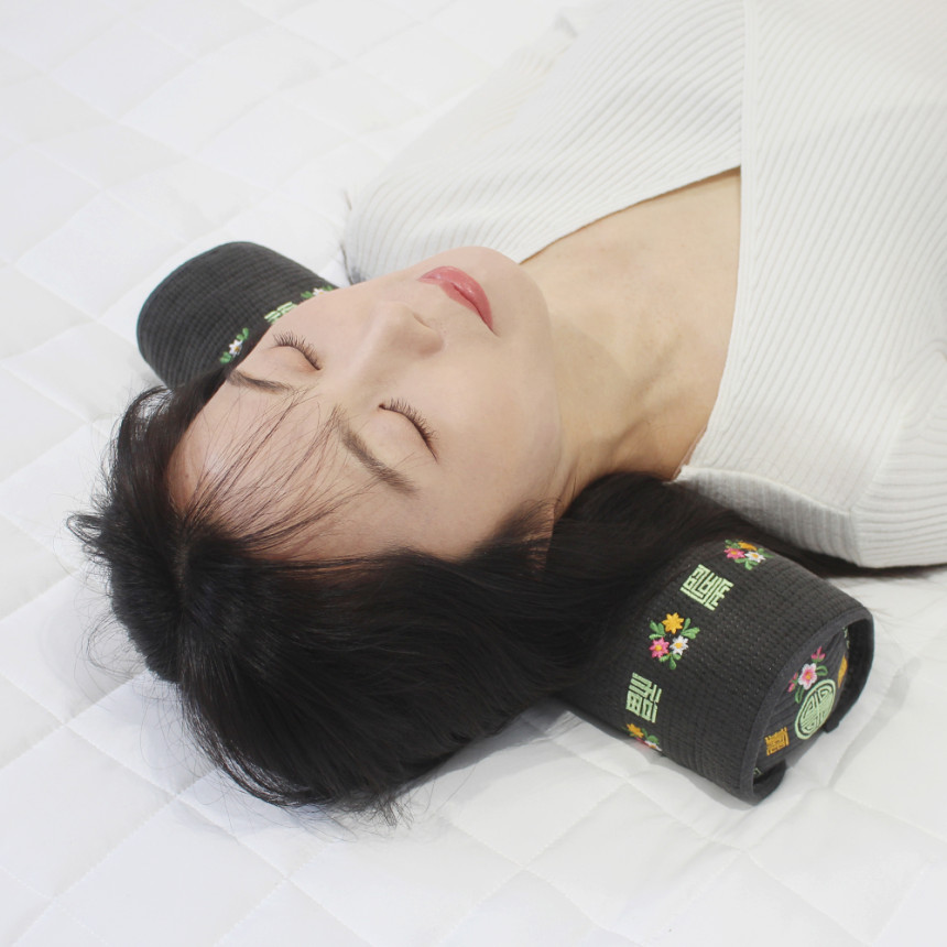 즐잠 경추베개 일자목 거북목배게 디스크 경추목베개 낮은 메밀베개 원형 선염 사진 3