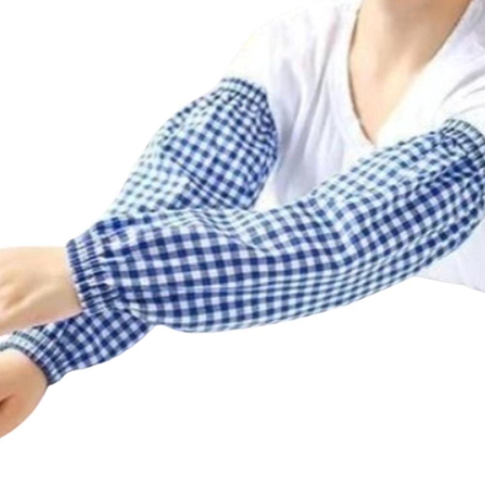 통기성 혼방 면 덧소매 단순 체크 사무용 토시