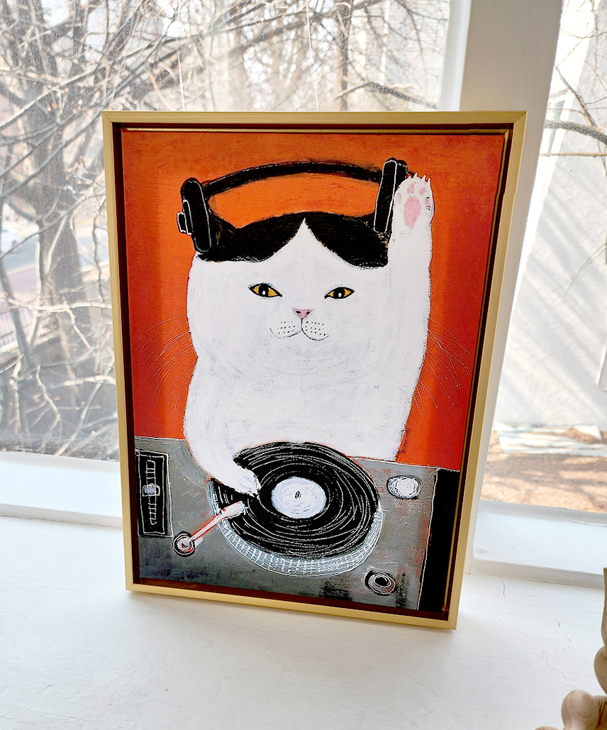 블랑쉬 DJ 고양이 인테리어 벽걸이 액자30x40 - 메인 이미지