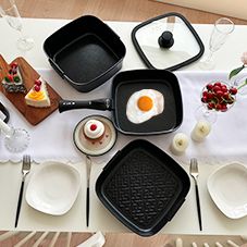 인덕션 냄비세트 전용 국산 탈부착 가스렌지 겸용 IH사각 24cm 3종전골후라이팬그릴