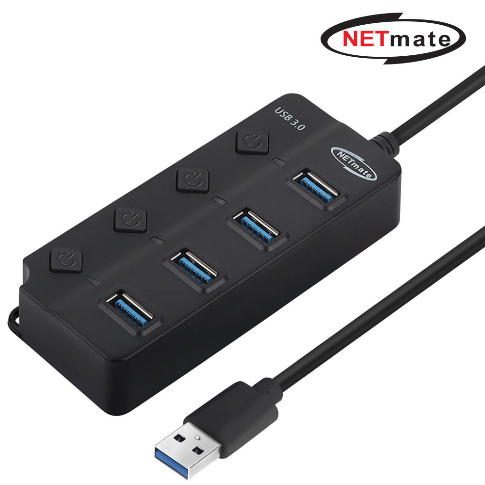 강원전자 넷메이트 USB3.0 4포트 허브 (블랙) NM-UBA306