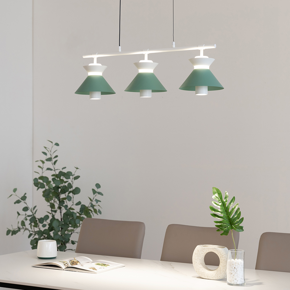 LED 식탁등 펜던트 조명 유리아 3등 일자 20W 천장 주방 매장 포인트