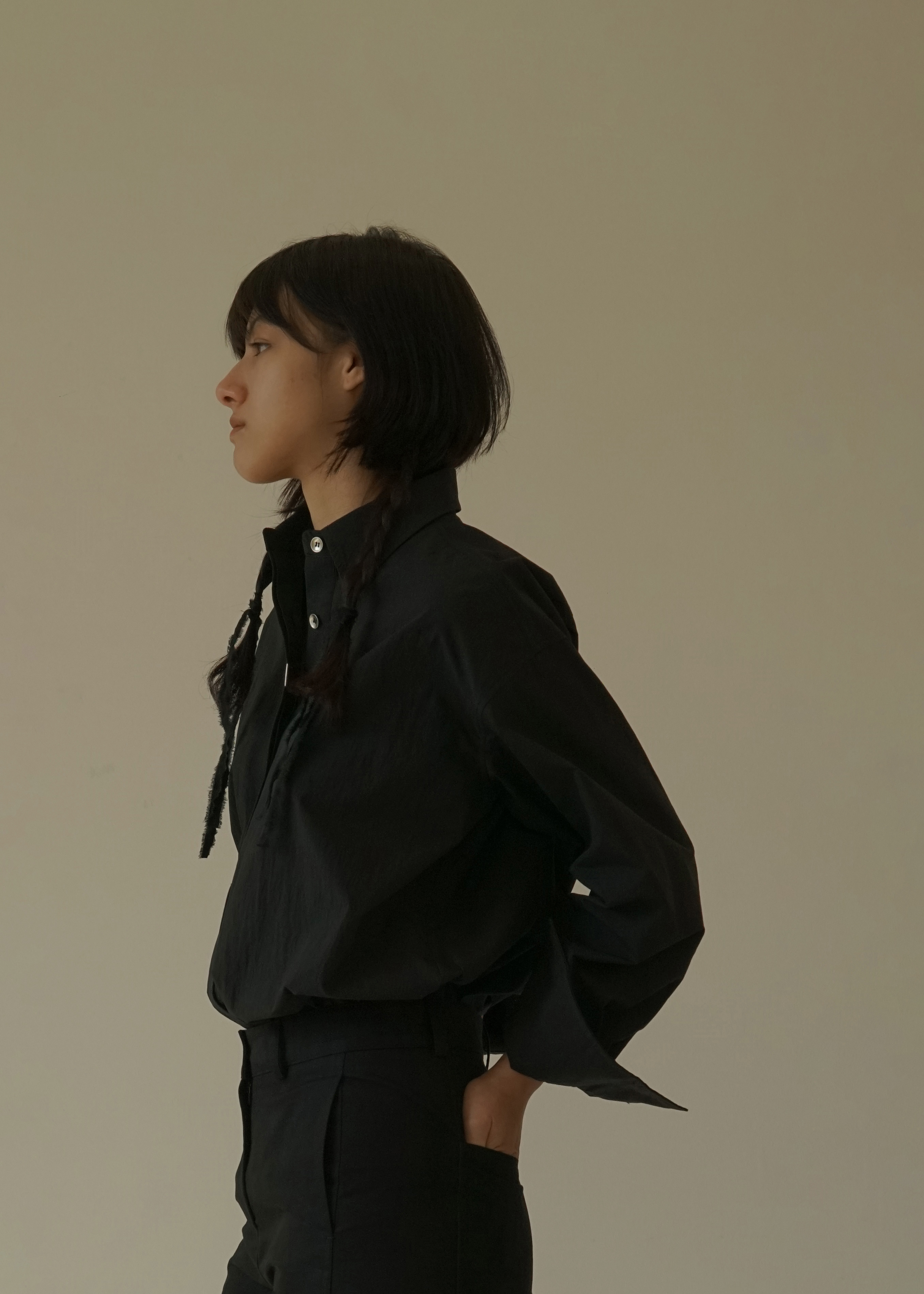 루드 코튼 나일론 셔츠 Black 국산 원단 Shirt 01 - 상세 이미지 3