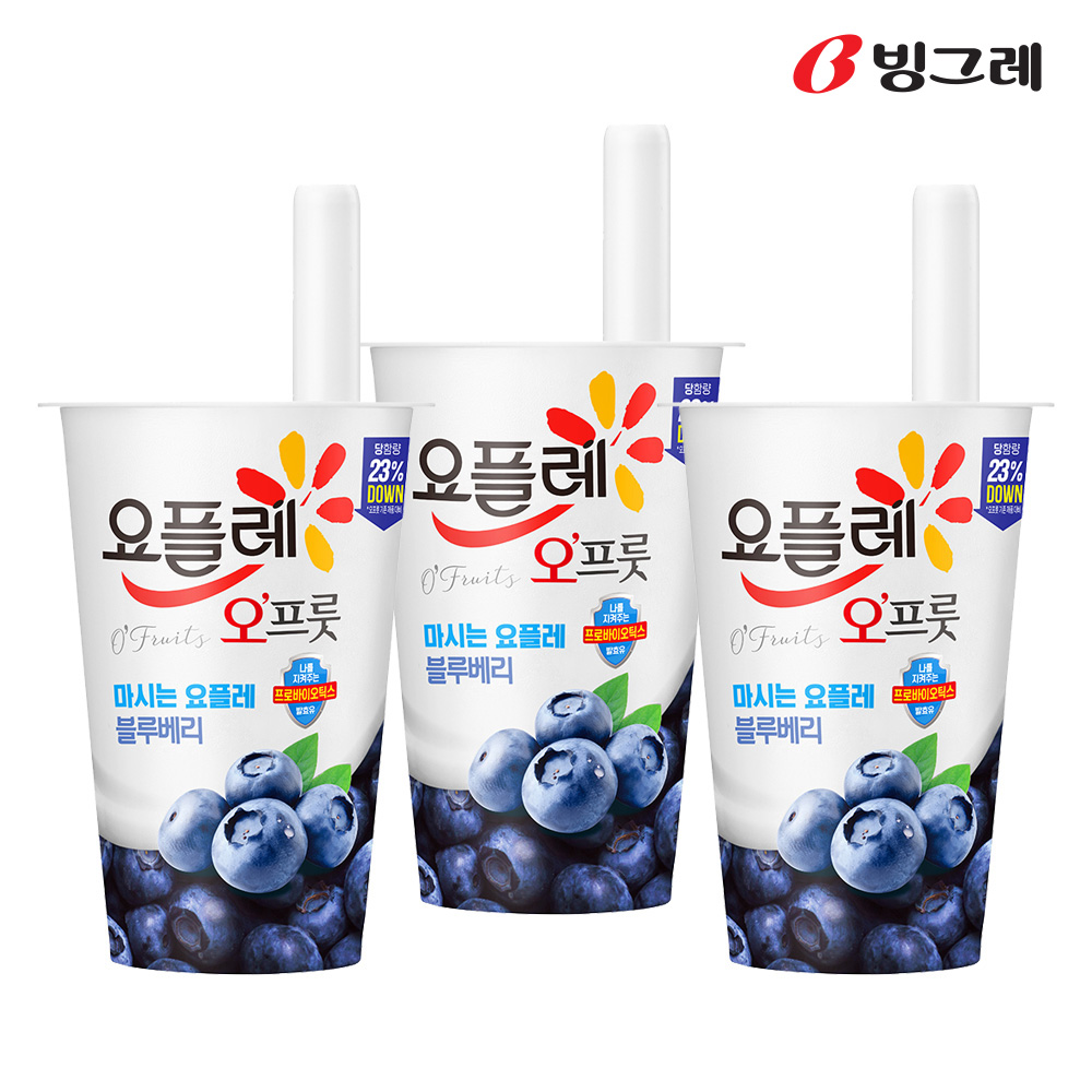 빙그레 요플레 오프룻 3종 15개 /딸기알로에/블루베리/복숭아 - 상세 이미지 4