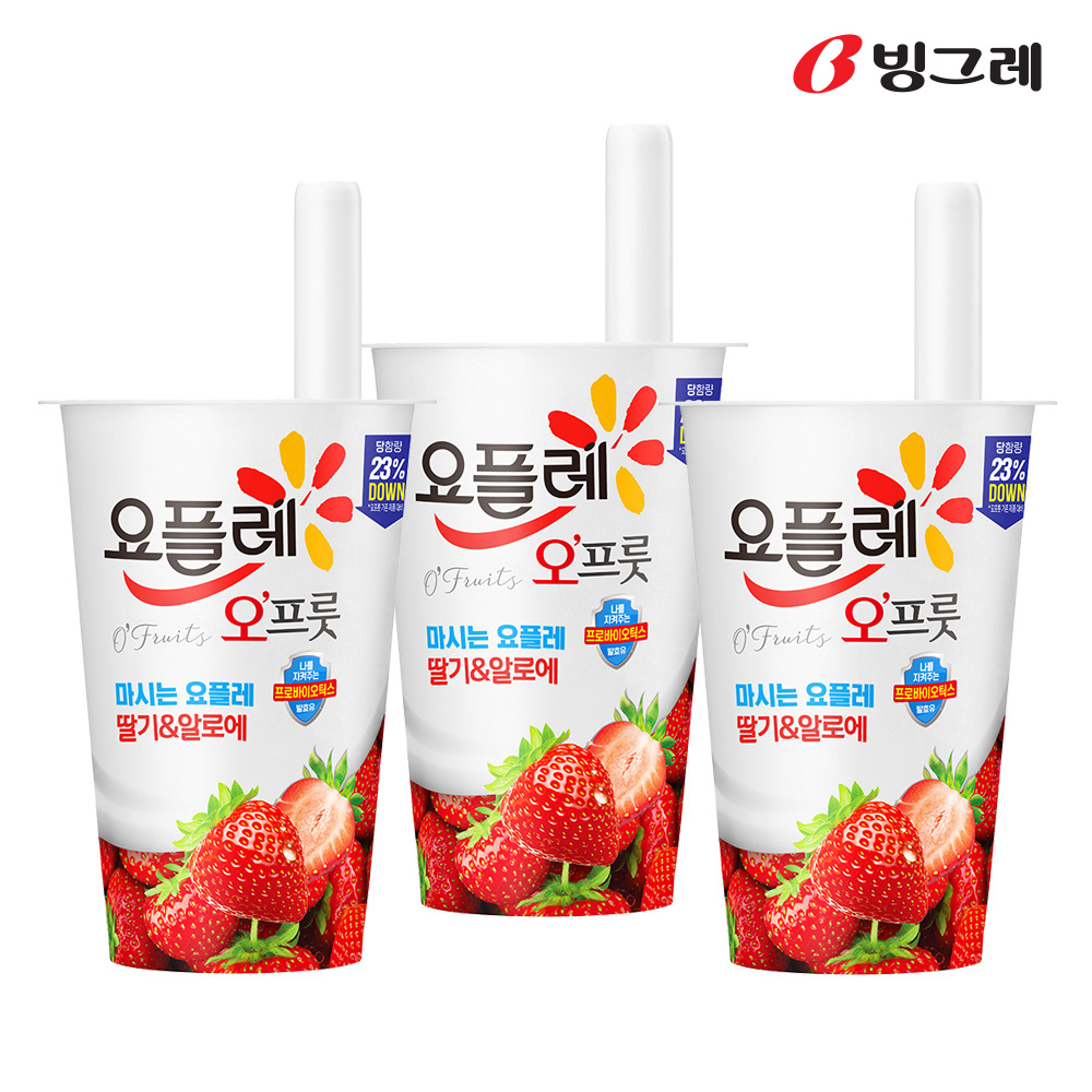 빙그레 요플레 오프룻 3종 15개 /딸기알로에/블루베리/복숭아 - 상세 이미지 2