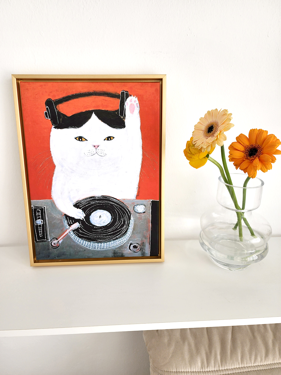 블랑쉬 DJ 고양이 인테리어 벽걸이 액자30x40 - 상세 이미지 4
