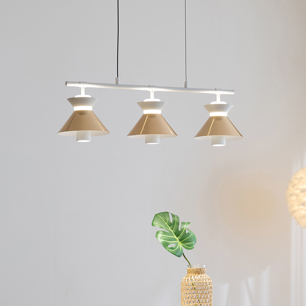 LED 식탁등 펜던트 조명 유리아 3등 일자 20W 천장 주방 매장 포인트