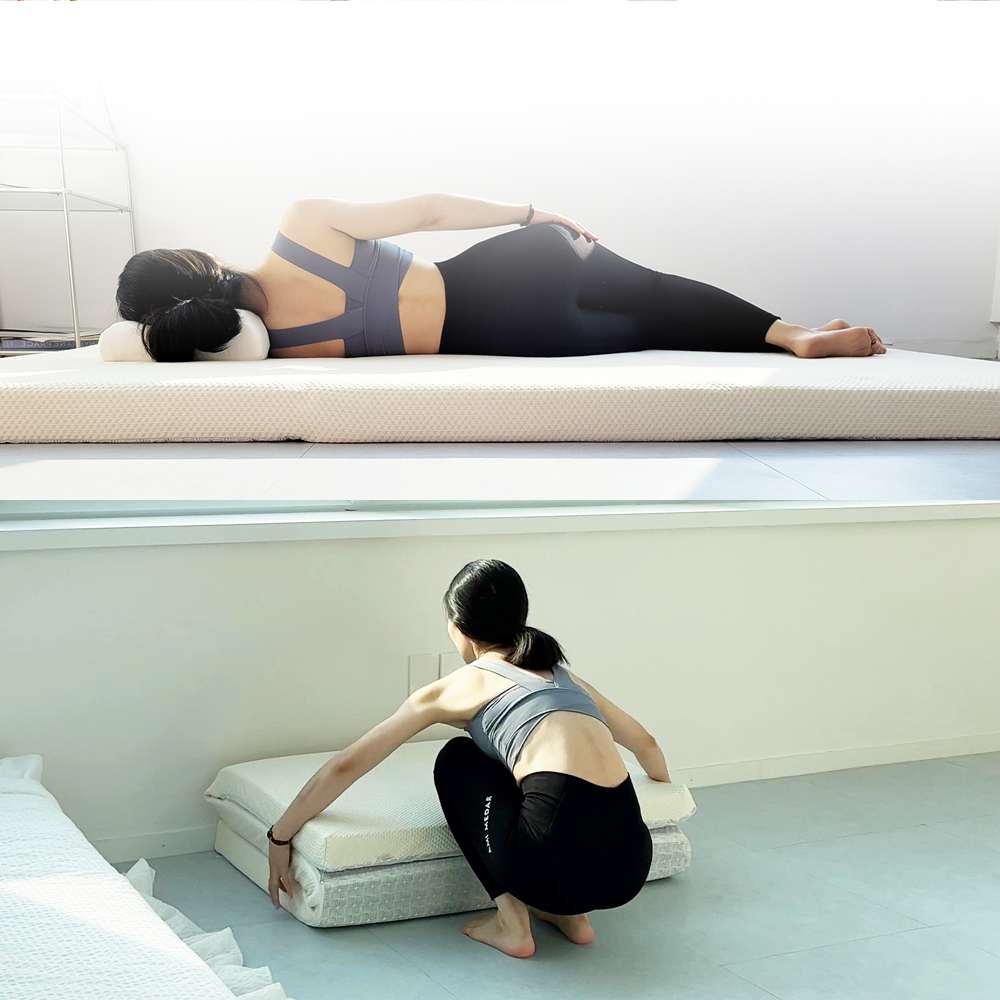 탑토퍼 접이식 3단 매트리스 탄탄한 접는 단단한 매트릭스 허리 침대 토퍼 매트 오가닉 싱글