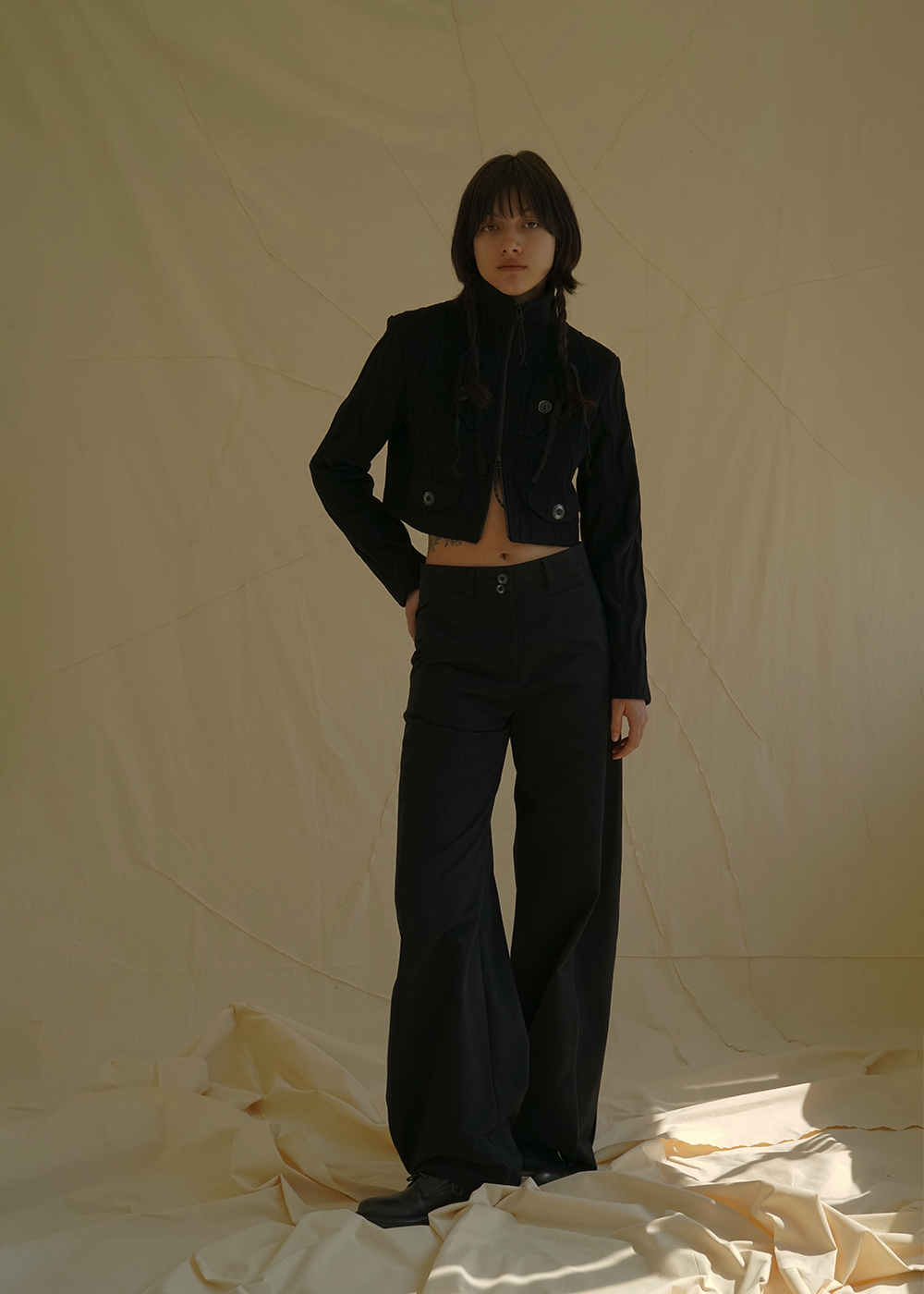 루드 울 집업 크롭 자켓 국산 원단 Jacket 02 - 상세 이미지 5