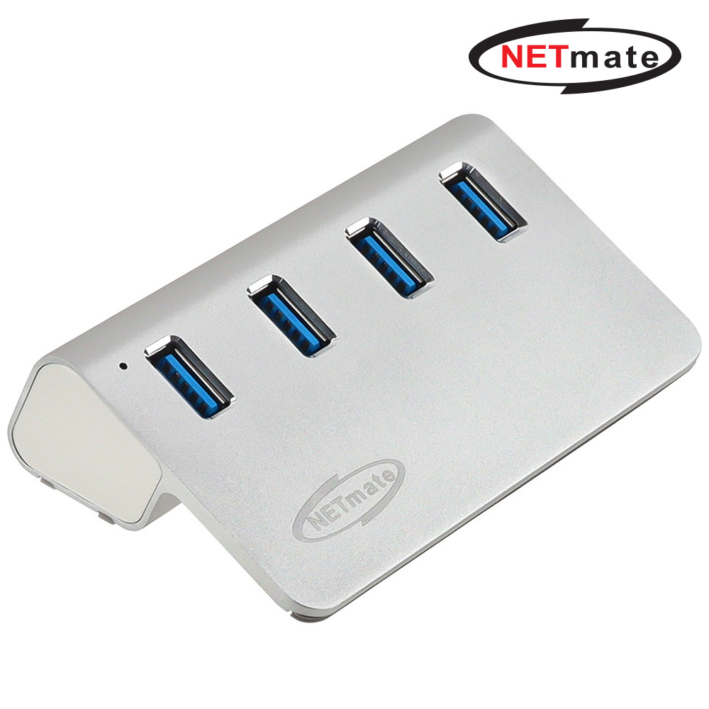 강원전자 넷메이트 USB3.2 4포트 허브 (실버) NM-UT324S - 메인 이미지