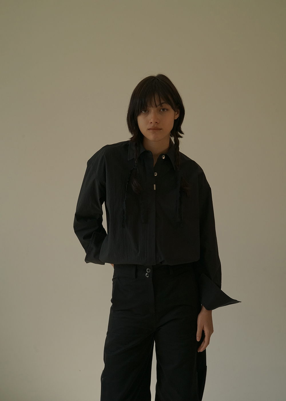 루드 코튼 나일론 셔츠 Black 국산 원단 Shirt 01 - 상세 이미지 4