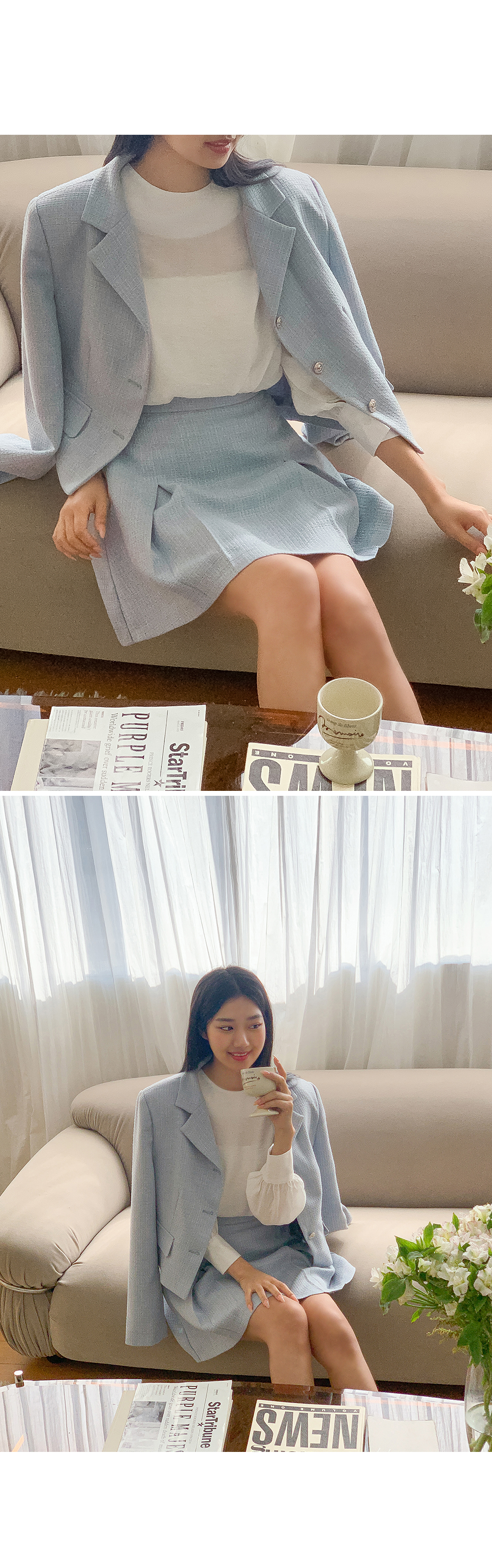 [단독][MADE] 빅사이즈 55-100 라넬 트위드 셋업 자켓 스커트 투피스 하객룩 상세 이미지 24