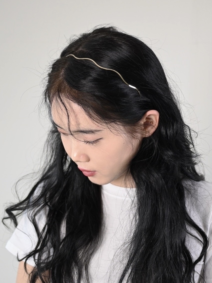 메탈 웨이브 얇은 머리띠 헤어밴드 - 상품 이미지