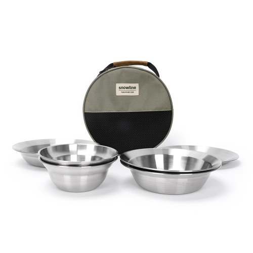 스노우라인 식기세트 6P 캠핑 차박 백패킹 스테인레스 접시 세트