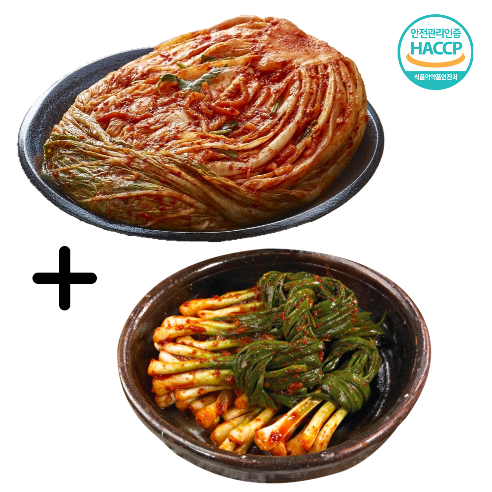 맛있는 김치세트2 (생새우를 넣은 김장김치 3kg+파김치 1Kg) 국내산 100% - 메인 이미지