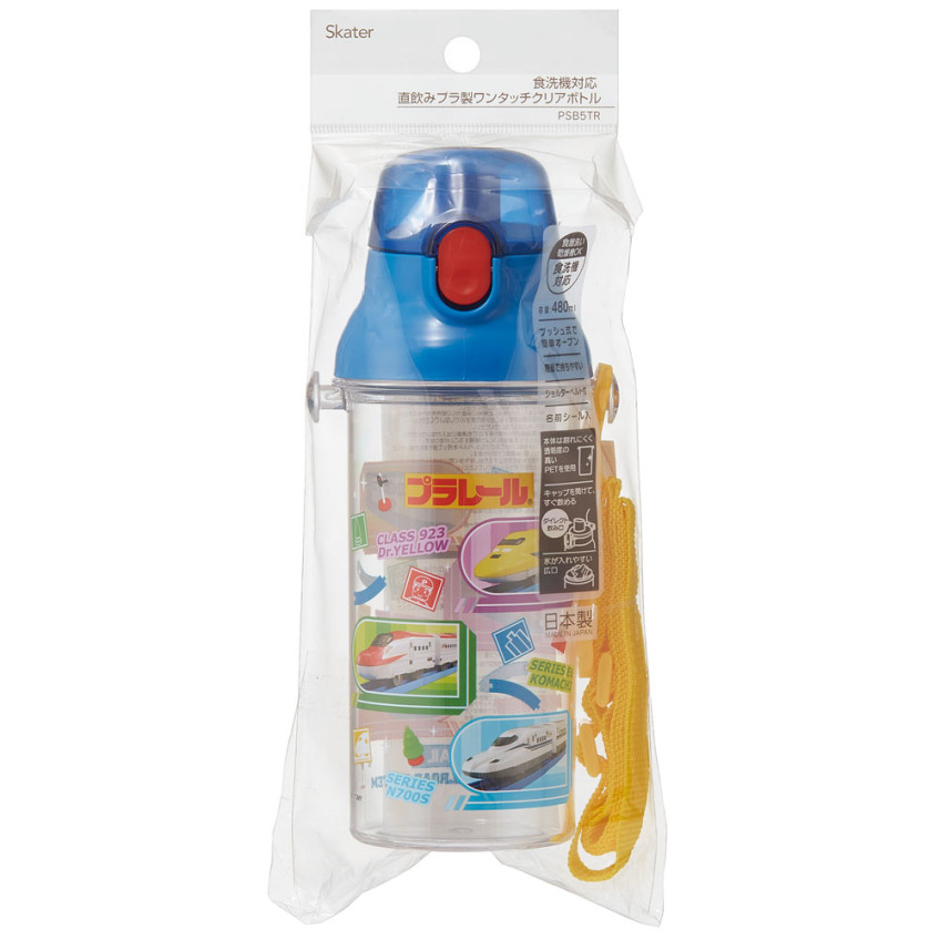 스케이터 프라레일 캐릭터 식기세척기 대응 드링킹 타입 원푸쉬 클리어 보틀 480ml PSB5TR - 하카타몰
