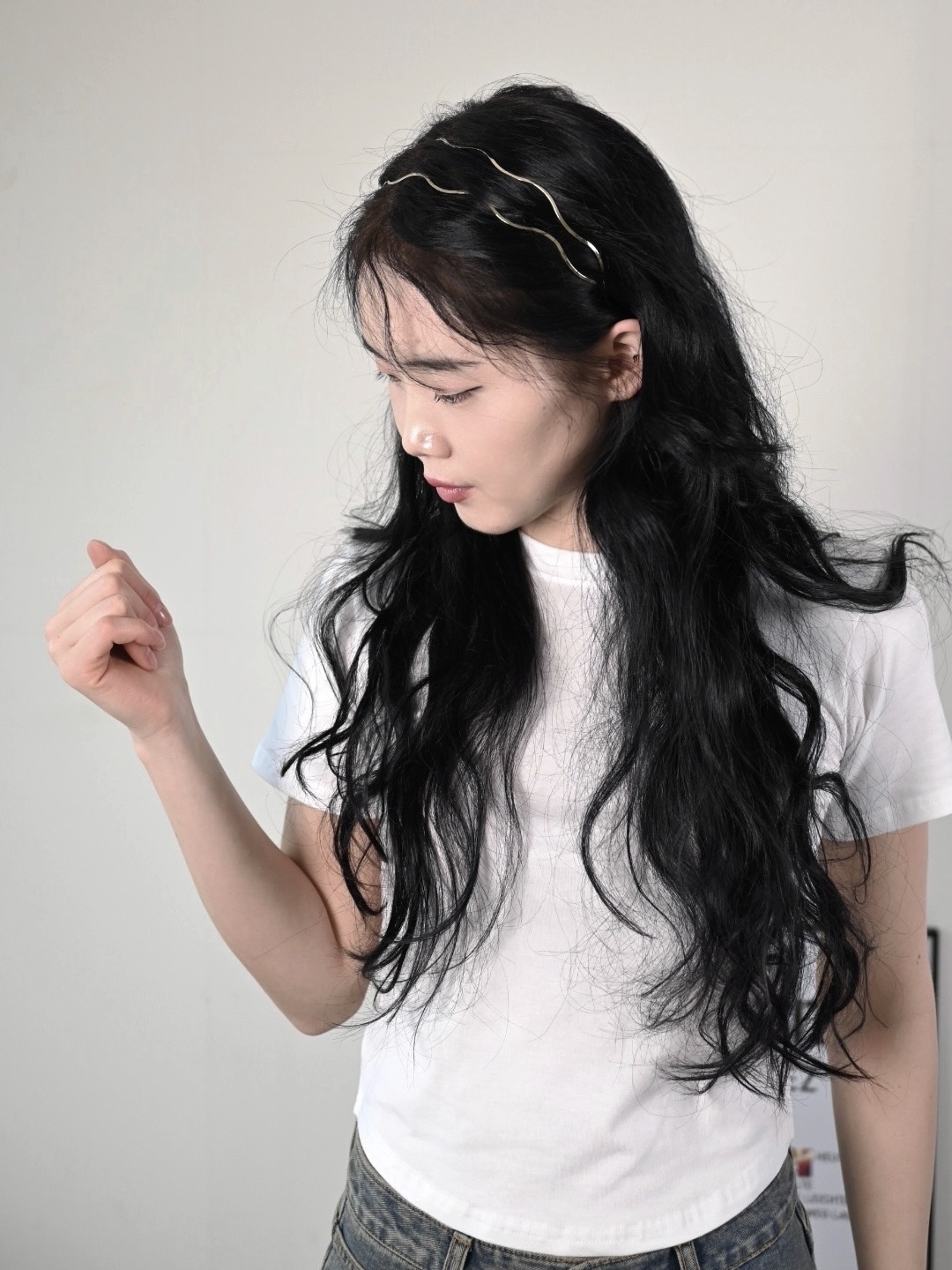 메탈 웨이브 얇은 머리띠 헤어밴드 이미지 6