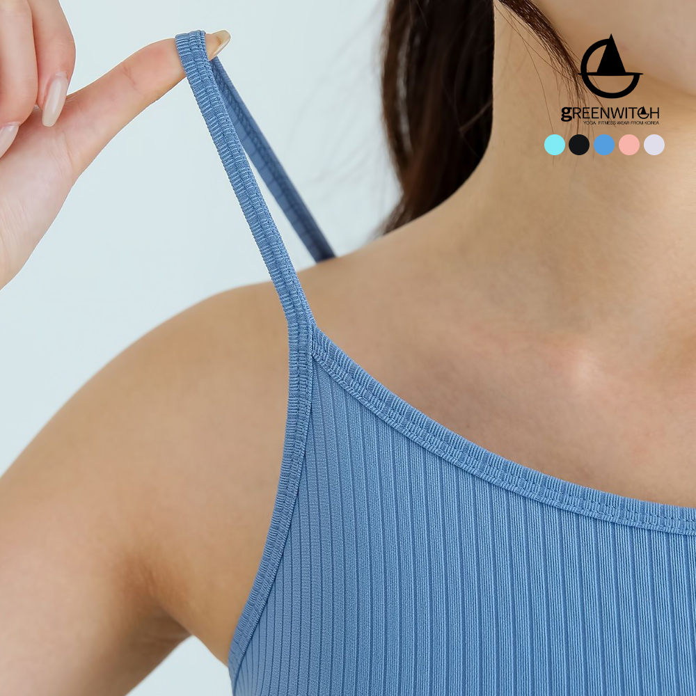 그린위치 레이어드 스포츠 골지나시 레이온스판 크롭탑 요가복 - 상세 이미지 3