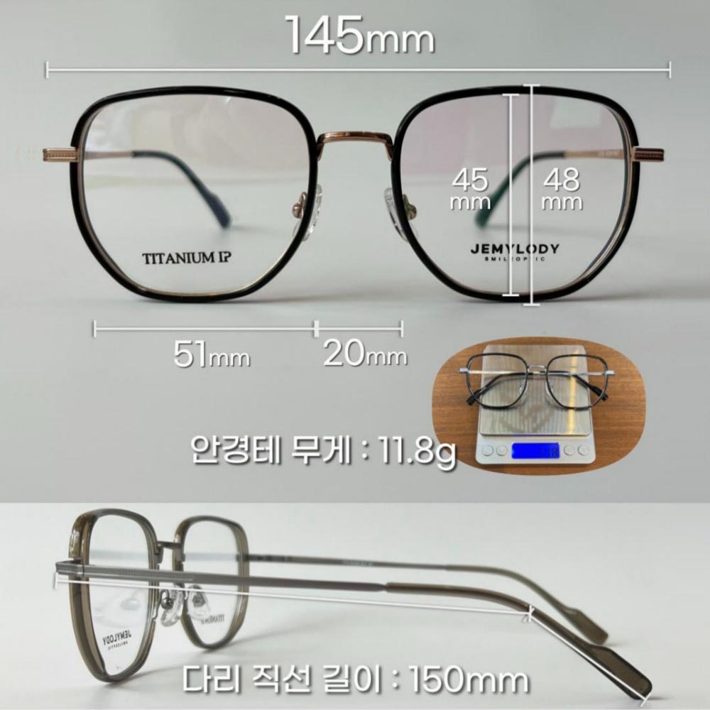 제미로디 코티스 사각 솔텍스 뿔테 티타늄 안경 블루라이트차단 가벼운 대두안경테 - 상세 이미지 2