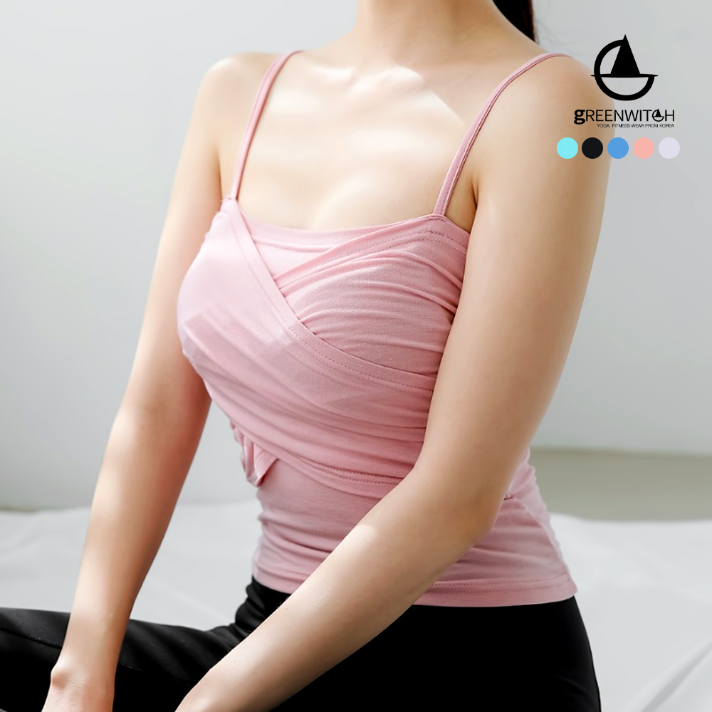 그린위치 발레리나 앞셔링나시 레이온스판 필라테스탑 요가복 - 상세 이미지 2