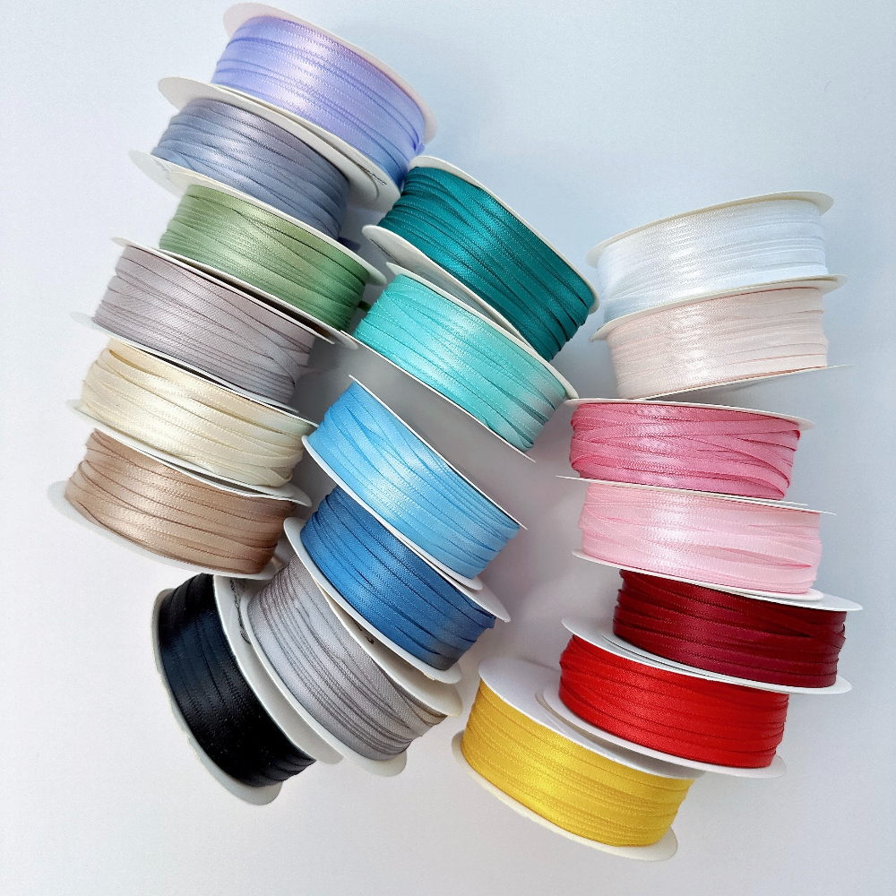 얇은 공단 리본 끈 3mm 45m 꽃 청첩장 선물 포장 리본 공예