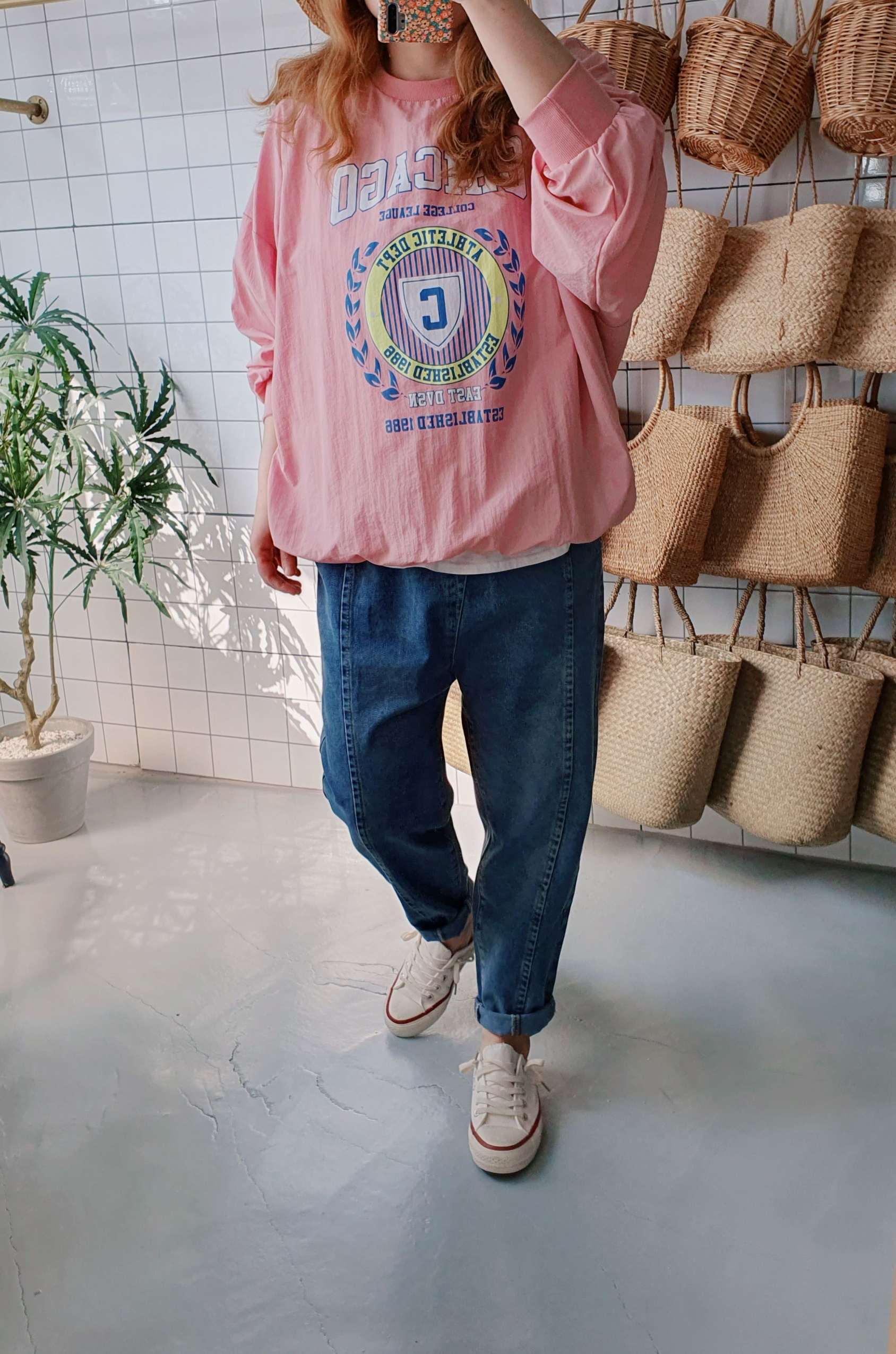 핀턱 청 세미 배기바지 - 상세 이미지 5