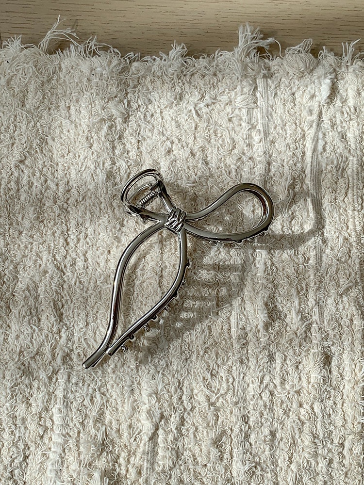 셀프러브 르윗 리본 클로 - 메탈 무광 여름 금속 블랙 숱많은 빅 여성 집게핀 - 상세 이미지 2