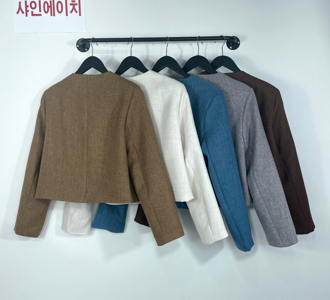 여자여자몰 기본이진리 시크 노카라 무지 트위드자켓 봄 클래식숏자켓 올드머니룩 톤다운컬러 이미지 7