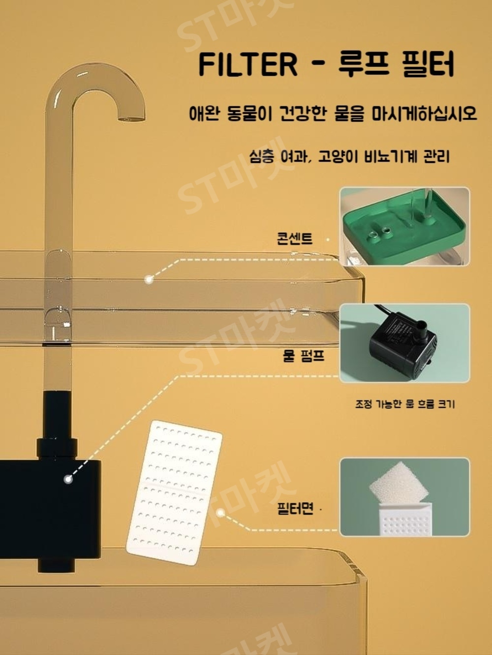 반려동물 자동 급수기 고양이 자동순환 물 급수기 강아지 고양이 물 디스펜서 수도꼭지 - 상세 이미지 4