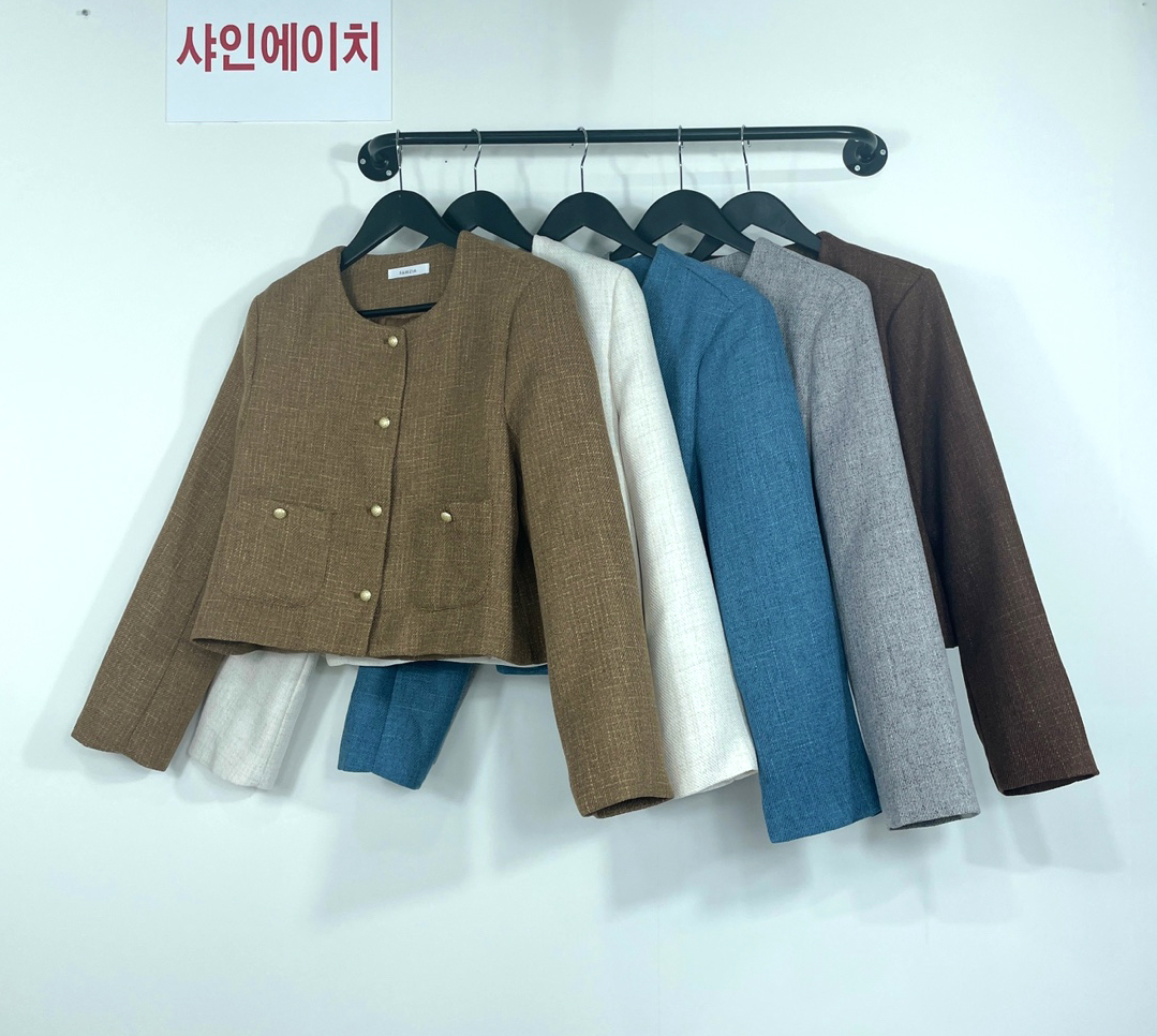 여자여자몰 기본이진리 시크 노카라 무지 트위드자켓 봄 클래식숏자켓 올드머니룩 톤다운컬러 이미지 6