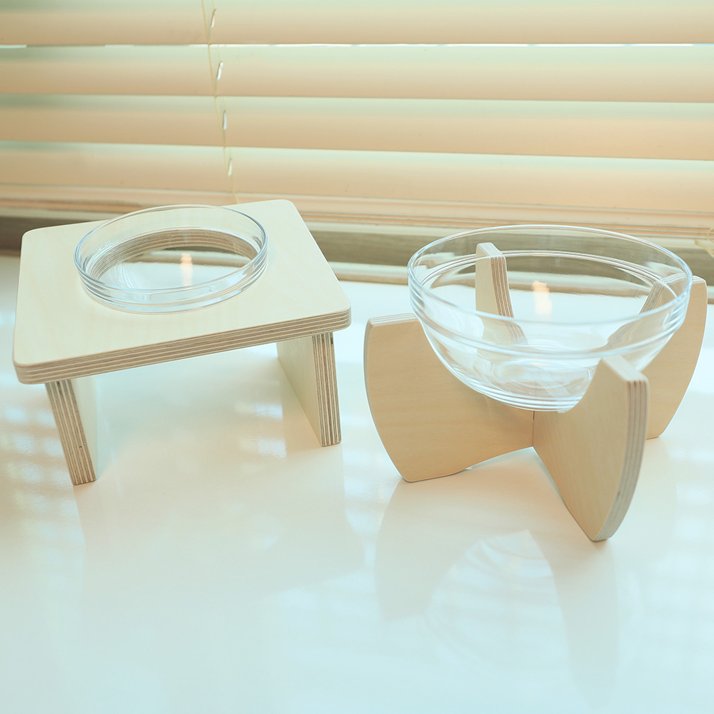 강아지 고양이 원목 식탁 수반 식기 세트 1+1 균일가