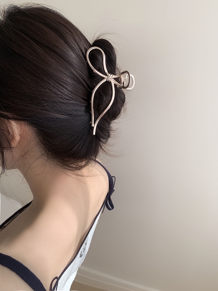 셀프러브 르윗 리본 클로 - 메탈 무광 여름 금속 블랙 숱많은 빅 여성 집게핀 - 상세 이미지 5