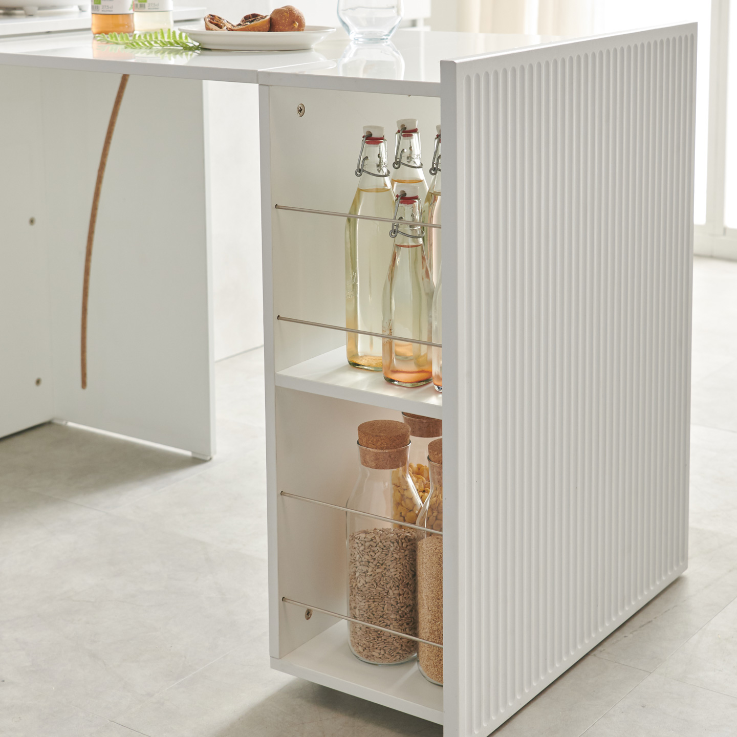 포니 슬라이딩 확장형 식탁 다용도 공간활용 폴딩 접이식 식탁 테이블