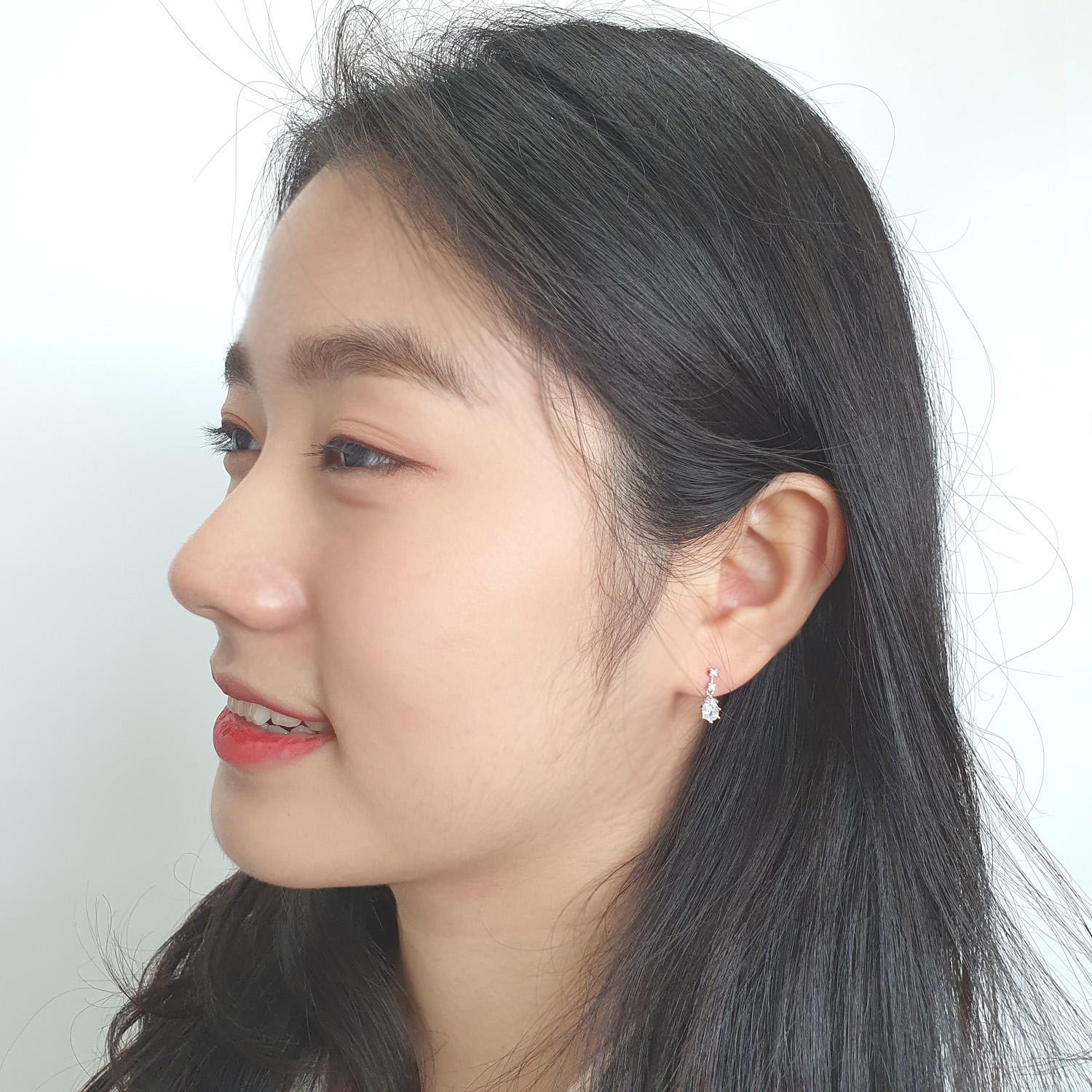 야랑쥬얼리 925실버 큐빅 드롭 Stud 귀걸이 - 상세 이미지 3
