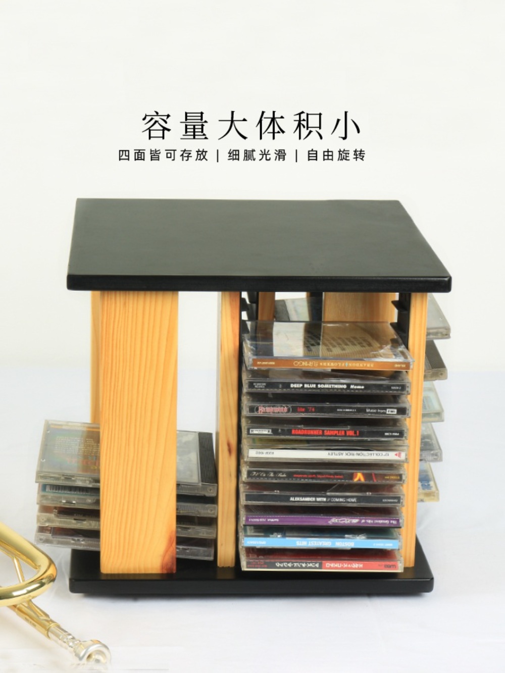 CD수납장 DVD CD장식장 보관함 정리함 씨디장 진열대 틈새장 원목 cd꽂이 - 상세 이미지 4