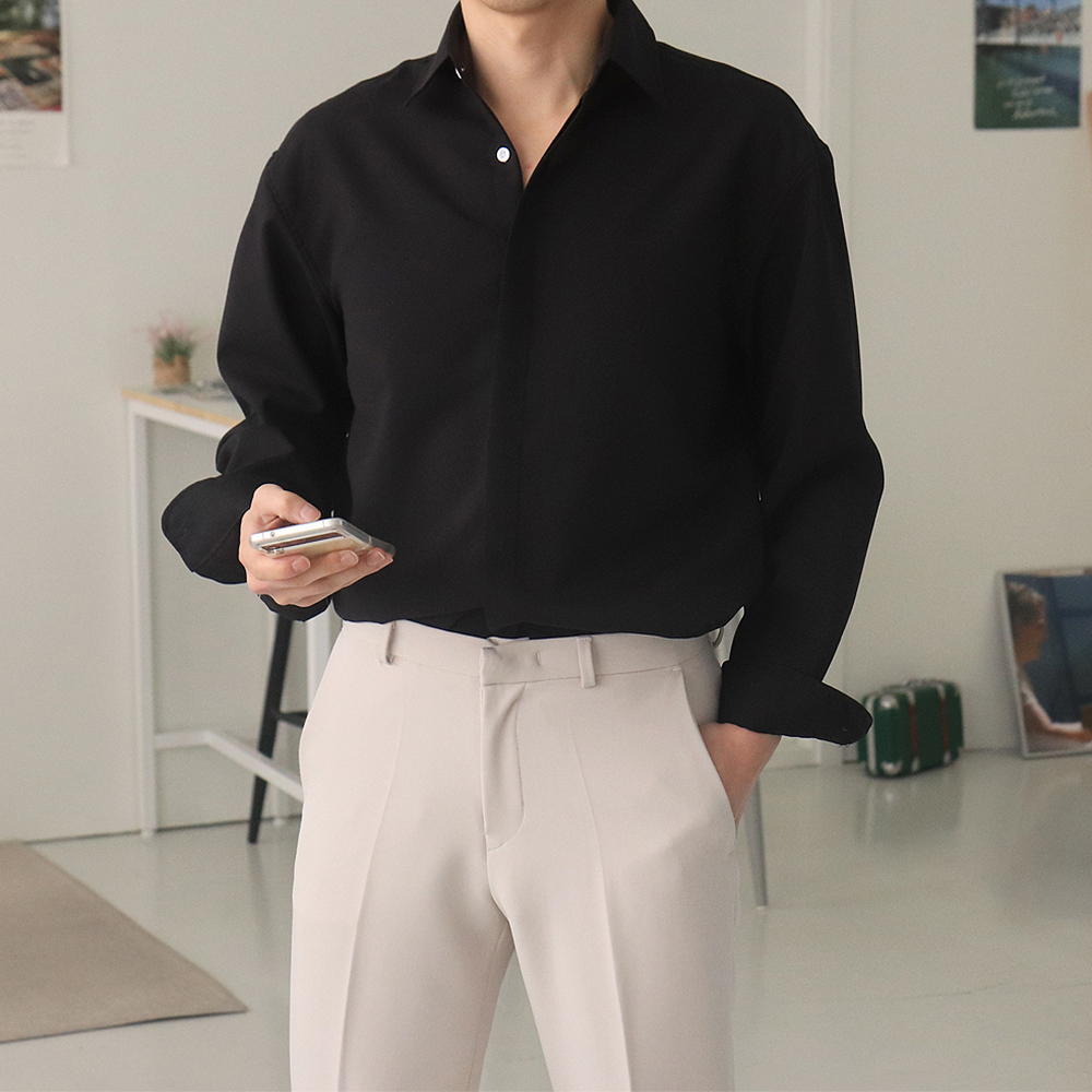 남자 셔츠 구김없는 린넨 와이 셔츠 이미지 6