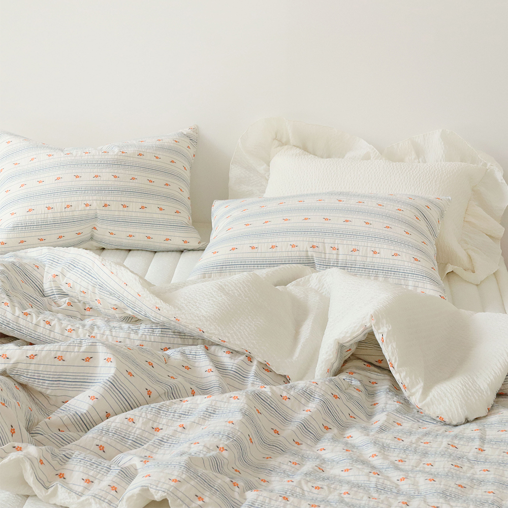 까멜리아 도비코튼 여름이불 에어워싱 시어서커 순면 시원한 차렵이불 세트 SS